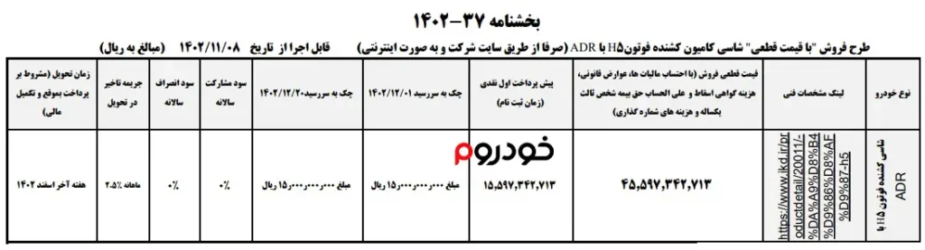 شرایط فروش کامیون فوتون H5 در بهمن ۱۴۰۲